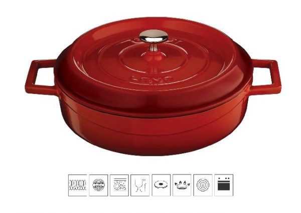 LAVA METAL Litinový hrnec nízký kulatý 32 cm - červený od značky LAVA METAL